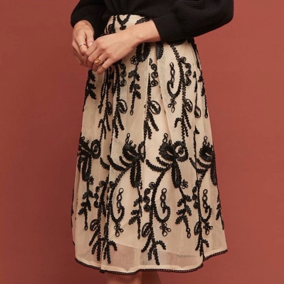 Anthropologie Embroidered Skirt